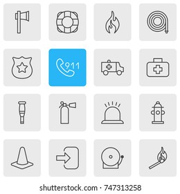 Vector Illustration Of 16 Extra Icons. Editable Pack Of Lifesaver, Medical Case, Burn And Other Elements.