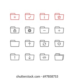 Vector Illustration Of 16 Folder Icons. Editable Pack Of Information, Submit, Significant And Other Elements.