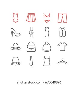 Vector Illustration 16 Garment Icons Editable Stock Vector (Royalty ...