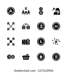 Vector Illustration Of 16 Icons. Editable Pack Ardor, Ethereum, Ico, Exchange, Peer to peer, Bitcoin, Blockchain, Dash