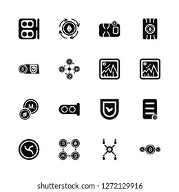 Vector Illustration Of 16 Icons. Editable Pack Mining, Network, Nem, Bitcoin, Ethereum, Altcoin, Bitcoin