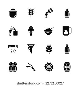 Vector Illustration Of 16 Icons. Editable Pack Boiling, Bottle cap, Tap, Barrels, Beer, Barrel, Cooling, Malt
