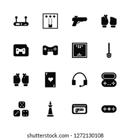 Vector Illustration Of 16 Icons. Editable Pack Button, Browser, Chess, Dices, Game, Folder, Rock, Board game