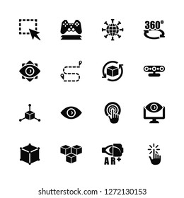 Vector Illustration Of 16 Icons. Editable Pack Select, Augmented reality, Cube, Virtual Interactivity, Vision, Rotation
