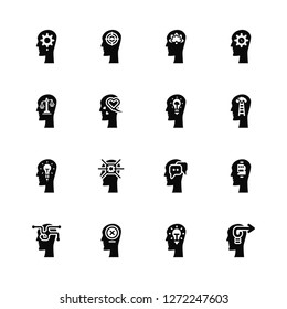Vector Illustration Of 16 Icons. Editable Pack Thinking, Solution, Failure, Opportunities, Memory, Initiative, Balance, Creativity, Idea