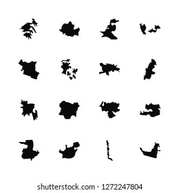 Vector Illustration Of 16 Icons. Editable Pack Greece map, Chile South Africa Guatemala Austria United Arab Emirates Kenya Bangladesh Dominican Republic map