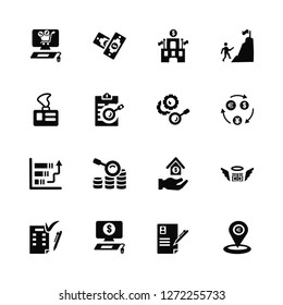 Vector Illustration Of 16 Icons. Editable Pack Online shop, Resume, banking, Invoice, Money, Location, Id card, Bar chart, Research