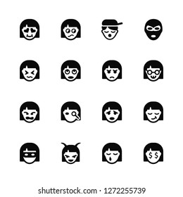 Vector Illustration Of 16 Icons. Editable Pack Love, Crying, Evil, Ninja, Smug, Rich, Angry, Arguing, Dissapointment