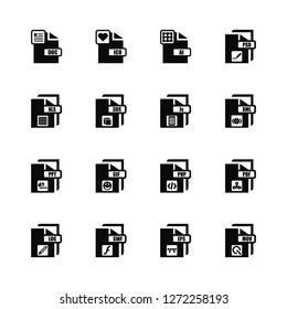 Vector Illustration Of 16 Icons. Editable Pack Doc, Eps, Swf, Log, Pdf, Mov, Xls, Ppt, Js