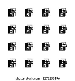 Vector Illustration Of 16 Icons. Editable Pack Indd, Odt, Obj, Dll, 7z, Wmv, AE, Dwg, DW