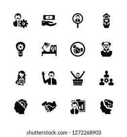 Vector Illustration Of 16 Icons. Editable Pack Management, Presentation, Deal, Skills, Work team, Idea, Strategy, Employee, Handshake