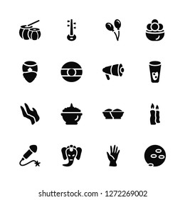 Vector Illustration Of 16 Icons. Editable Pack Drum, Hand, Elephant, Fireworks, Candle, Full moon, Man, Pray, Megaphone