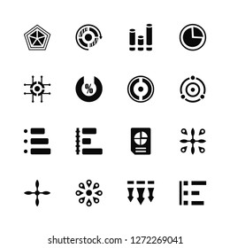 Vector Illustration Of 16 Icons. Editable Pack Cobweb, Bar chart, Infographic, Pie chart