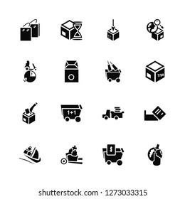 Vector Illustration Of 16 Icons. Editable Pack Shopping, Shopping cart, Delivery Cargo ship, Cit card, Location, Delivery, Box, cart