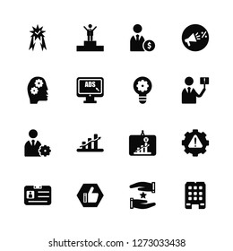 Vector Illustration Of 16 Icons. Editable Pack Quality, Loyalty, Recommendation, ID, Service, Company, Behavior, Management, Innovation