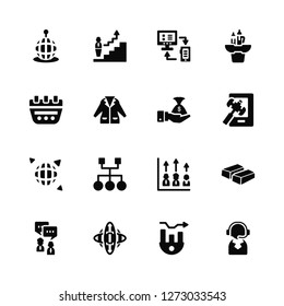 Vector Illustration Of 16 Icons. Editable Pack Worldwide, Analytics, Business, Conversation, Gold, Support, Calendar, Savings