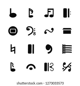 Vector Illustration Of 16 Icons. Editable Pack Quarter, Alto clef, Fermata, Eighth note, Stave, Segno, Whole, Natural, Turn