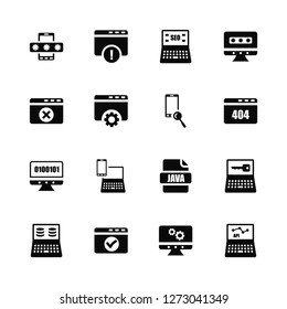 Vector Illustration Of 16 Icons. Editable Pack Password, Development, Success, Data, Locked, Api, Browser, Binary, Search