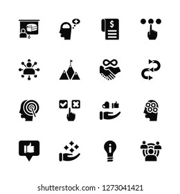Vector Illustration Of 16 Icons. Editable Pack Project, Focus, Value, Feedback, Understanding, Sway, Experience, Purpose, Partnership