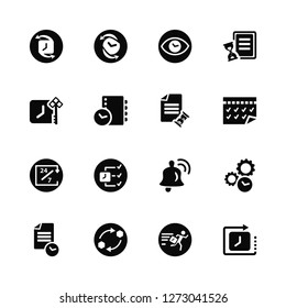 Vector Illustration Of 16 Icons. Editable Pack Clock, Rush, Workflow, Planning, Time management, Key, 24/7, Planning