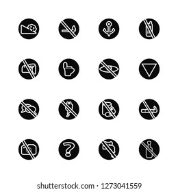 Vector Illustration Of 16 Icons. Editable Pack Slope, No water, Question, photo, smoking, alcohol, video, chatting, Privacy