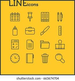 Vector Illustration Of 16 Instruments Icons. Editable Pack Of Paint, Archive, Watch And Other Elements.