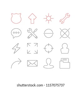 Vector illustration of 16 interface icons line style. Editable set of folder, repair, arrow and other icon elements.