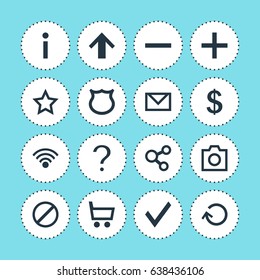 Vector Illustration Of 16 Interface Icons. Editable Pack Of Renovate, Info, Plus And Other Elements.