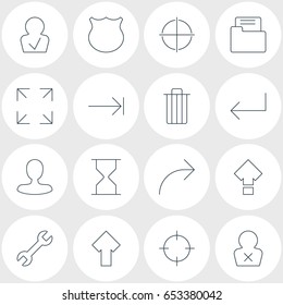 Vector Illustration Of 16 Interface Icons. Editable Pack Of Share, Upward, Wrench And Other Elements.