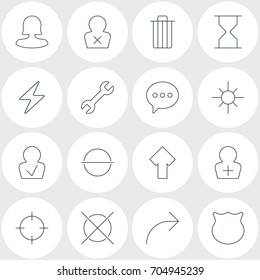 Vector Illustration Of 16 Interface Icons. Editable Pack Of Female User, Screen Capture, Guard And Other Elements.