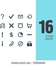 Vector Illustration Of 16 Interface Icons. Editable Set Of Wheelbarrow, Renovate, Stopwatch And Other Elements.