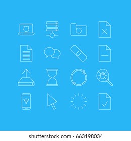 Vector Illustration Of 16 Internet Icons. Editable Pack Of Talking, Privacy Doc, Server And Other Elements.