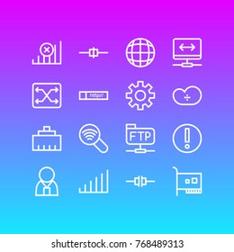 Vector Illustration Of 16 Internet Outline Icons. Editable Set Of Web, Change, Virtual Private Network And Other Elements.