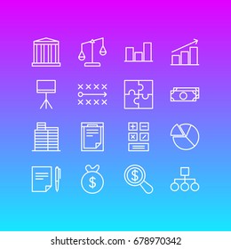Vector Illustration Of 16 Management Icons. Editable Pack Of Riddle, Agreement, File And Other Elements.