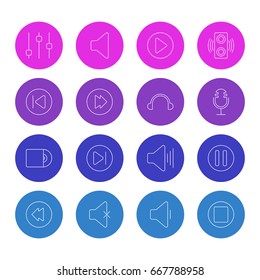 Vector Illustration Of 16 Melody Icons. Editable Pack Of Subsequent, Speaker, Mike And Other Elements.