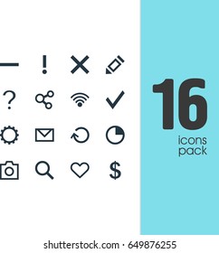 Vector Illustration Of 16 Member Icons. Editable Pack Of Emotion, Help, Alert And Other Elements.