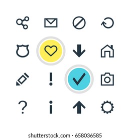 Vector Illustration Of 16 Member Icons. Editable Pack Of Publish, Top, Downward And Other Elements.
