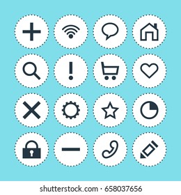 Vector Illustration Of 16 Member Icons. Editable Pack Of Wrong, Talk Bubble, Alert And Other Elements.