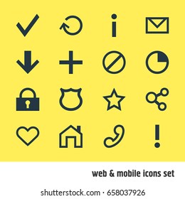 Vector Illustration Of 16 Member Icons. Editable Pack Of Heart, Mainpage, Stopwatch And Other Elements.