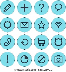 Vector Illustration Of 16 Member Icons. Editable Pack Of Cogwheel, Cordless Connection, Wheelbarrow And Other Elements.