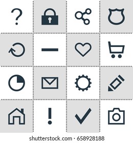 Vector Illustration Of 16 Member Icons. Editable Pack Of Heart, Publish, Alert And Other Elements.