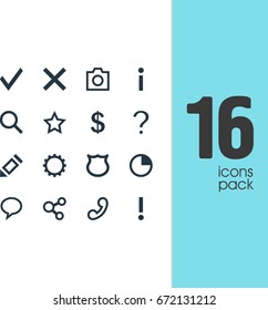 Vector Illustration Of 16 Member Icons. Editable Pack Of Asterisk, Shield, Publish And Other Elements.