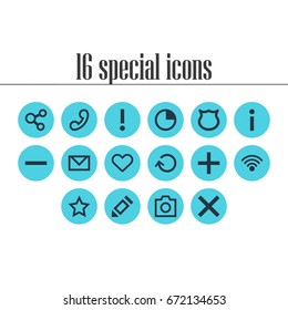 Vector Illustration Of 16 Member Icons. Editable Pack Of Plus, Publish, Stopwatch And Other Elements.