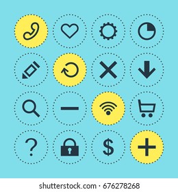 Vector Illustration Of 16 Member Icons. Editable Pack Of Help, Heart, Padlock And Other Elements.