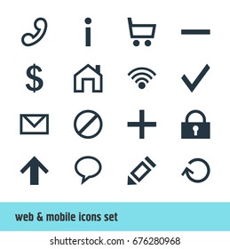 Vector Illustration Of 16 Member Icons. Editable Pack Of Pen, Letter, Padlock And Other Elements.