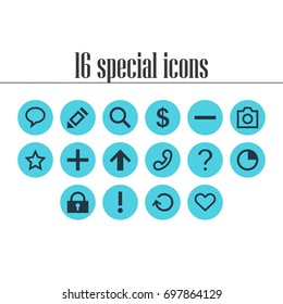 Vector Illustration Of 16 Member Icons. Editable Pack Of Top, Minus, Pen And Other Elements.