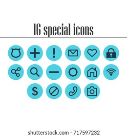 Vector Illustration Of 16 Member Icons. Editable Pack Of Cogwheel, Handset, Access Denied Elements.