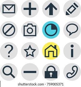 Vector Illustration Of 16 Member Icons. Editable Set Of Pen, Info, Help And Other Elements.