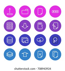 Vector Illustration Of 16 Memory Icons. Editable Pack Of Documents, Agreement, Layer And Other Elements.