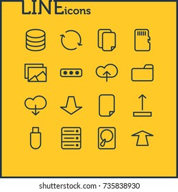 Vector Illustration Of 16 Memory Icons. Editable Pack Of Gallery, Arrow Up, Upward And Other Elements.